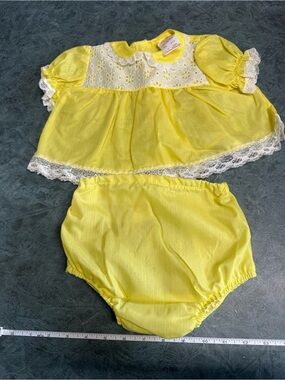 Yellow Lace-Trim Baby Dress & Diaper Cover - Classic Baby Apparel